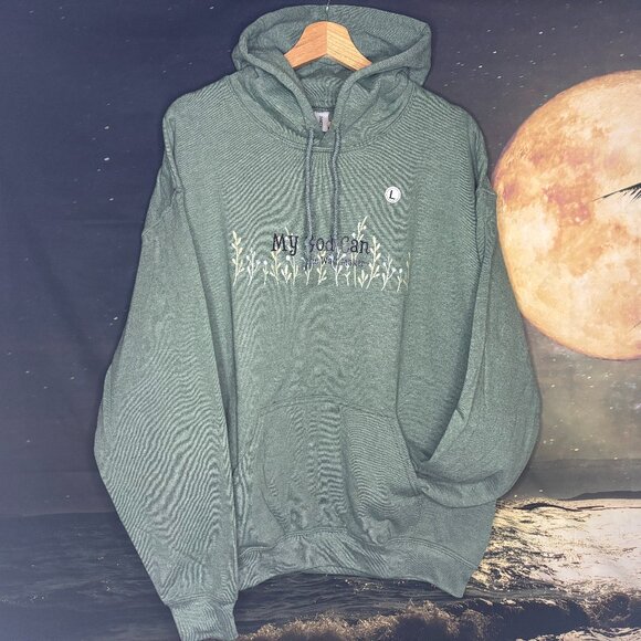 GILDAN HOODIE-HEATHER GREEN(NEW - Picture 1 of 3